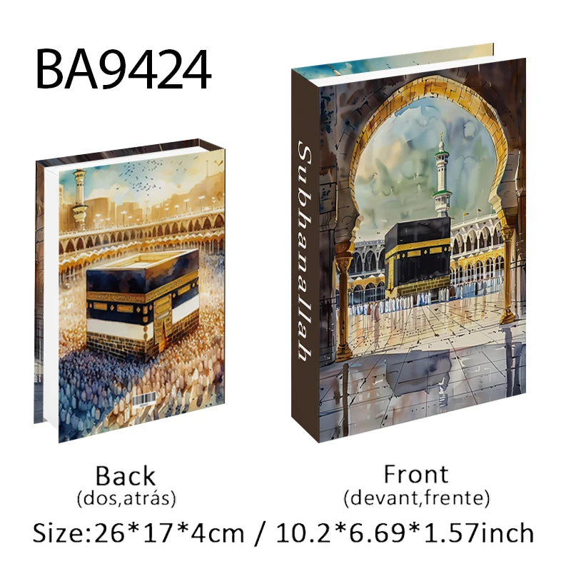 Islam Kaaba Luxury Fake Book Storage Box Islamic Muslim Decorative Books Home Decor Coffee Table Bedroom Interior Decoration