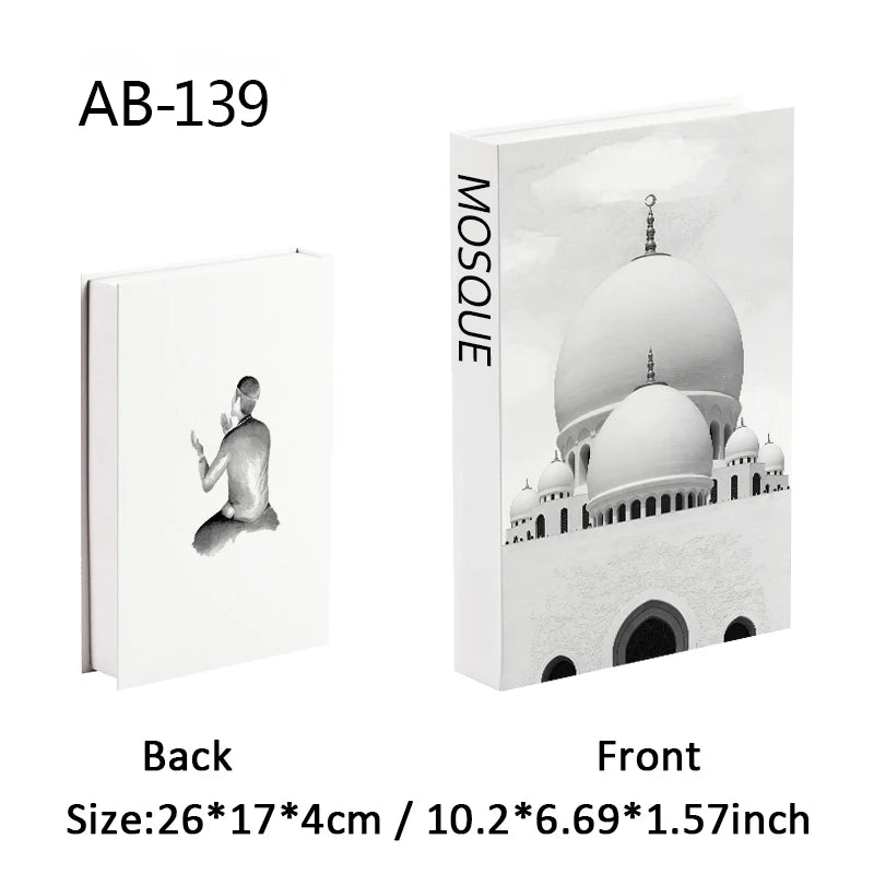 Islam Kaaba Luxury Fake Book Storage Box Islamic Muslim Decorative Books Home Decor Coffee Table Bedroom Interior Decoration