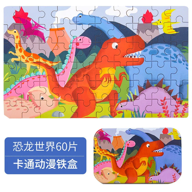 60-Piece Wooden Puzzle Set - Educational Jigsaw Toys for Kids