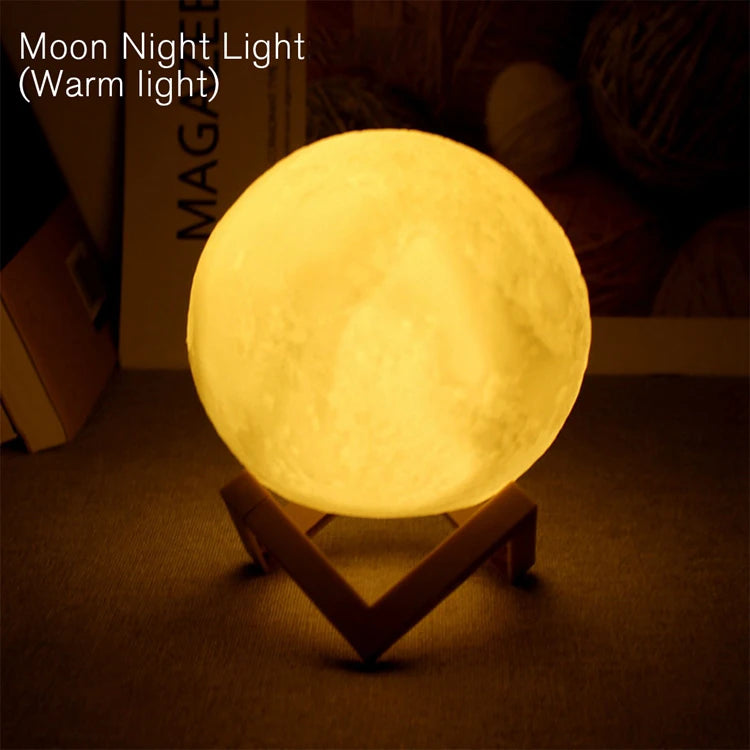 3D Moon Night Light - LED Galaxy Lamp for Kids & Bedroom Decor