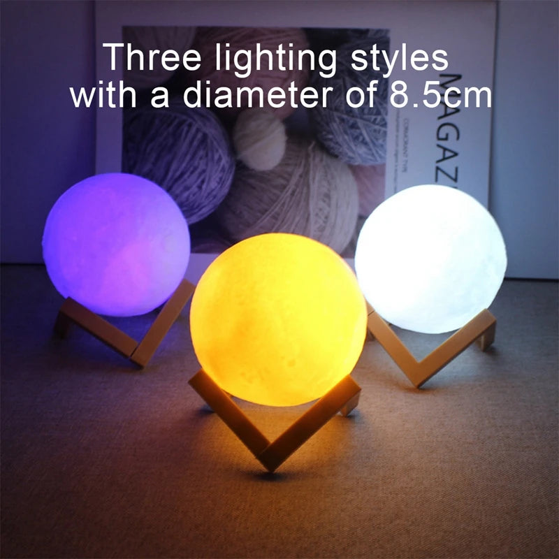 3D Moon Night Light - LED Galaxy Lamp for Kids & Bedroom Decor