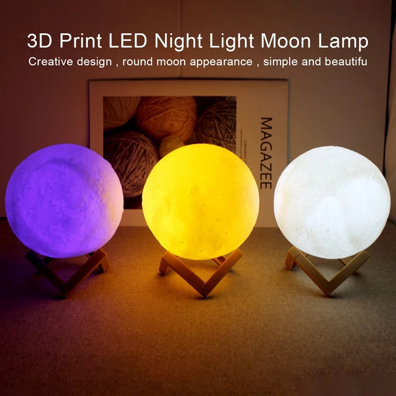 3D Moon Night Light - LED Galaxy Lamp for Kids & Bedroom Decor