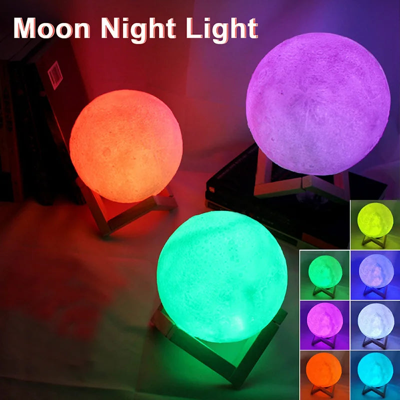 3D Moon Night Light - LED Galaxy Lamp for Kids & Bedroom Decor