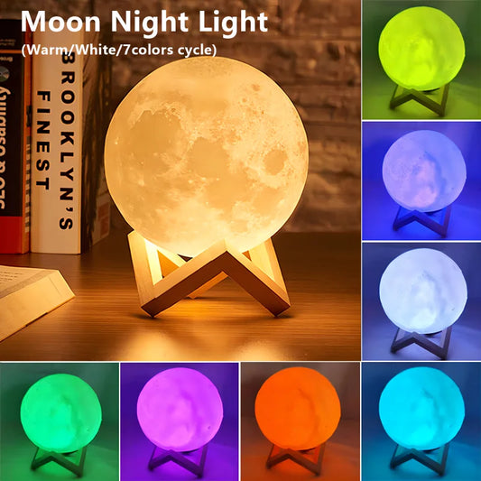 3D Moon Night Light - LED Galaxy Lamp for Kids & Bedroom Decor