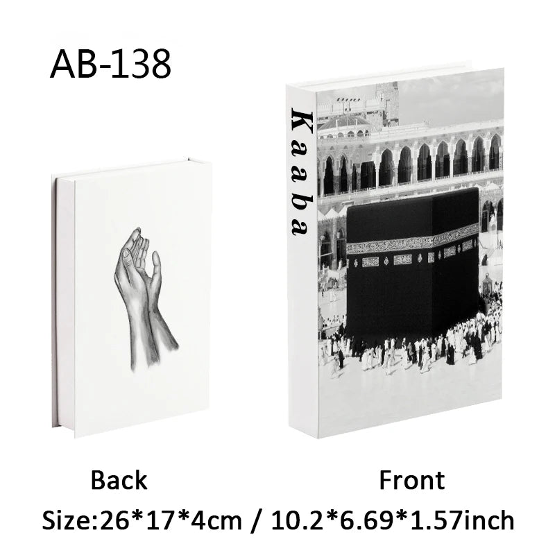 Islam Kaaba Luxury Fake Book Storage Box Islamic Muslim Decorative Books Home Decor Coffee Table Bedroom Interior Decoration