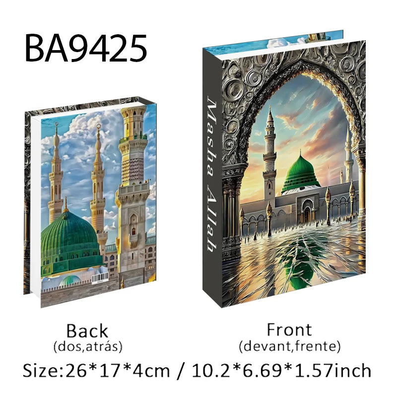 Islam Kaaba Luxury Fake Book Storage Box Islamic Muslim Decorative Books Home Decor Coffee Table Bedroom Interior Decoration