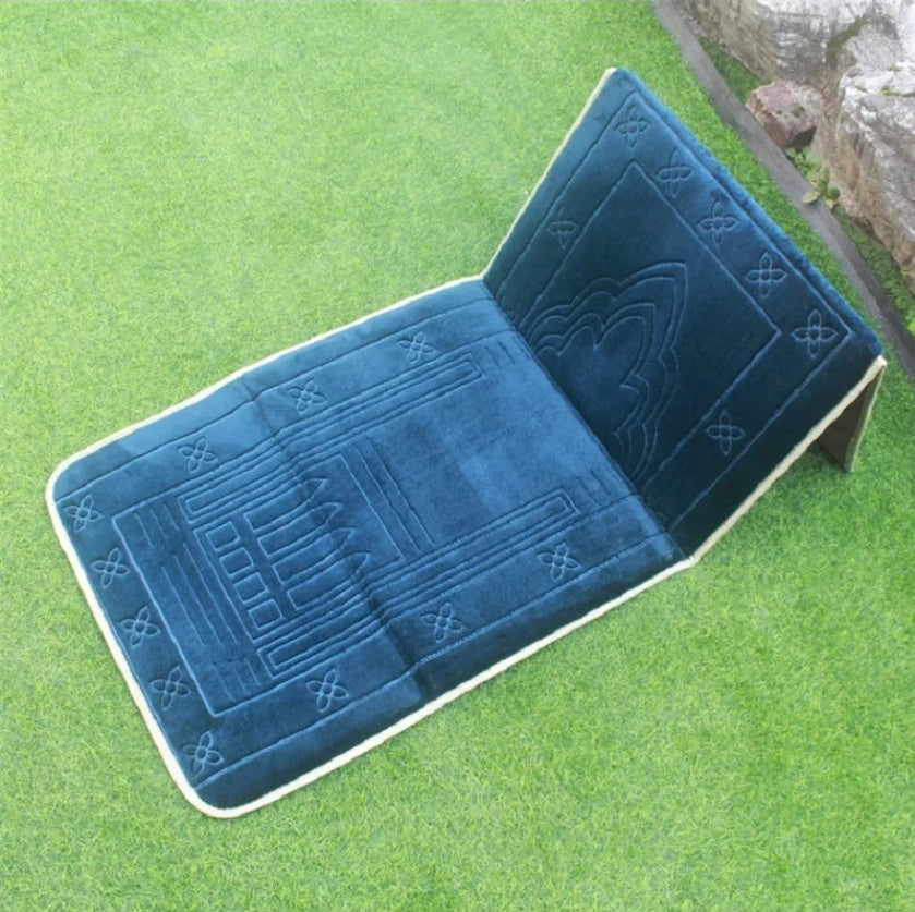 Portable Prayer Mat with Backrest - Foldable Muslim Prayer Rug for Travel