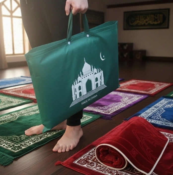 Portable Prayer Mat with Backrest - Foldable Muslim Prayer Rug for Travel
