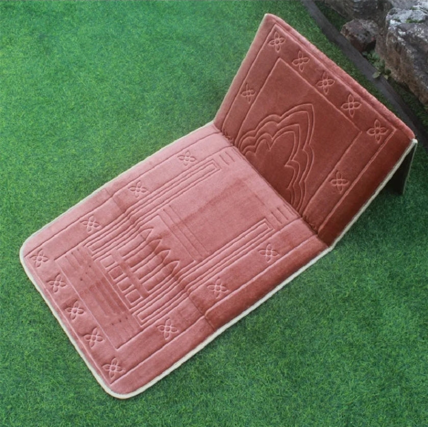 Portable Prayer Mat with Backrest - Foldable Muslim Prayer Rug for Travel